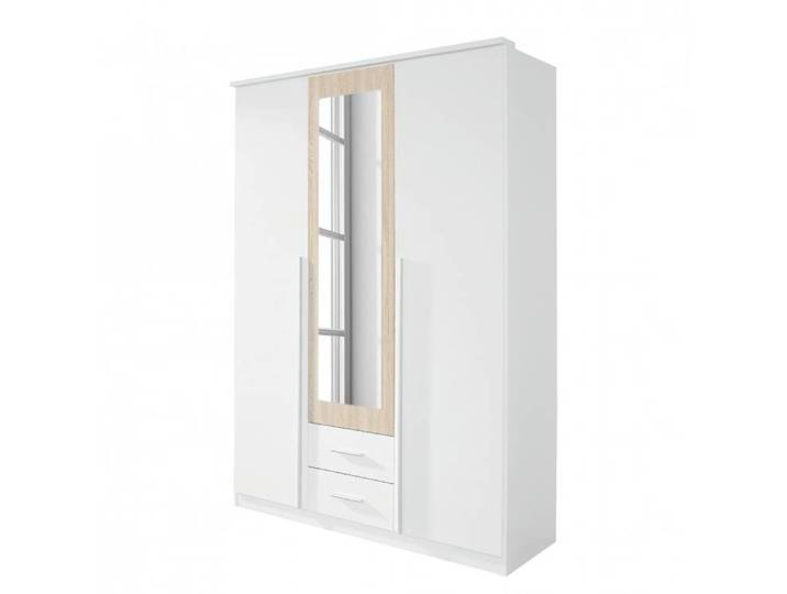 Drehtürenschrank Krefeld 136cm Weiß/Alpinweiß/Eiche Sonoma Dekor