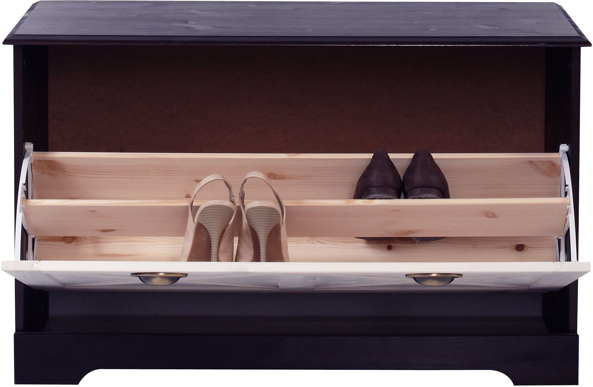 Schuhbank GOODPRODUCT, braun (dunkelbraun, weiß), Sitzbänke, Schuhbank dunkelbraun, weiß Einheitsgröße