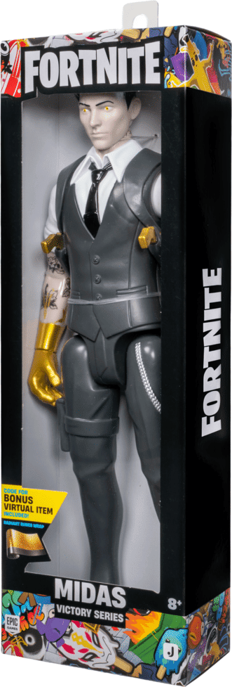 Jazwares Fortnite Victory Series Midas 30cm Action Figure - Officially Licensed - 7 Points of Articulation - Grey - 30cm Tall