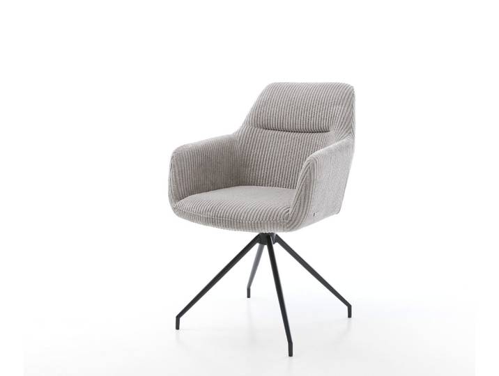 Esszimmerstuhl Pejo-Flex Cord Silbergrau Kreuzgestell konisch Schwarz Taschenfederkern, Esszimmerstühle
