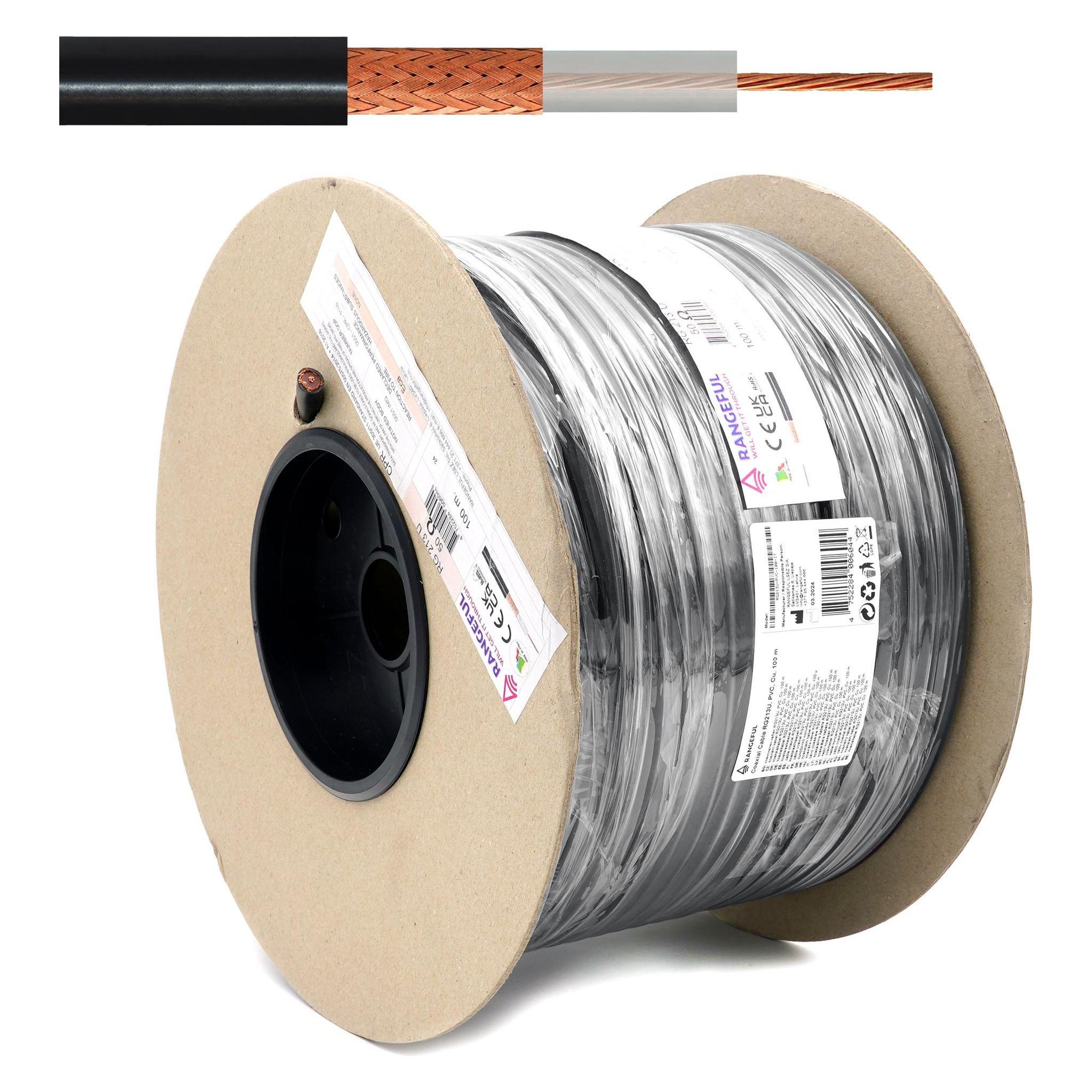 Rangeful RG213U 100m (328ft) All-copper RF Coaxial Cable 50 Ohm RG213U-PVC-100-IT (RG213U-PVC-100-IT)