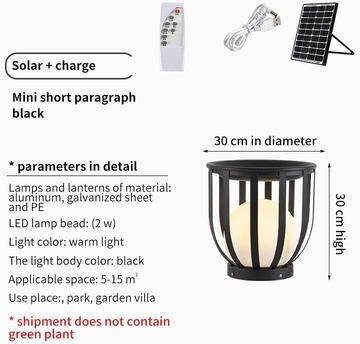 Uplifted Goods Elegant Outdoor Patio Light For Garden Tea Tables Courtyard Decor solar D30x30cm carbonized Steel
