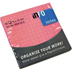 inFo Haftnotizblock 75 x 75 mm, kariert pink
