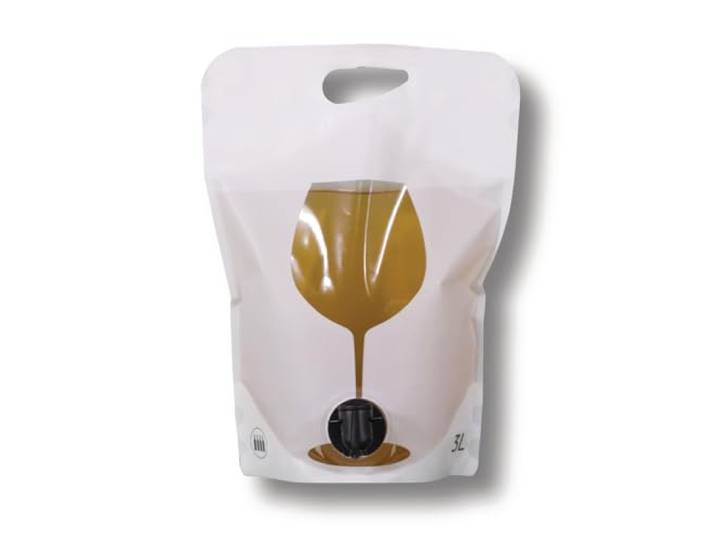 AGRI plus Standbodenbeutel 3 Liter I 100 Stück I Hochwertige Saftbeutel mit Weinglas-Motiv I Faltbarer Camping- & Festival-Trinkbeutel mit Zapfhahn I Bag-in-Box-Beutel für Apfelsaft, Saft & Wein
