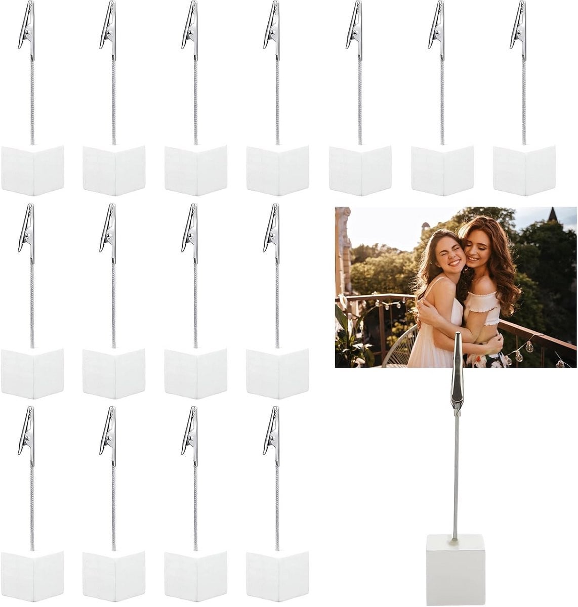20 stuks Fotohouders met Notitieclips van Natuurlijk Hout in Wit