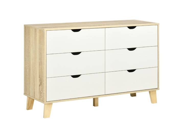 Commode 6 tiroirs style scandinave bois blanc