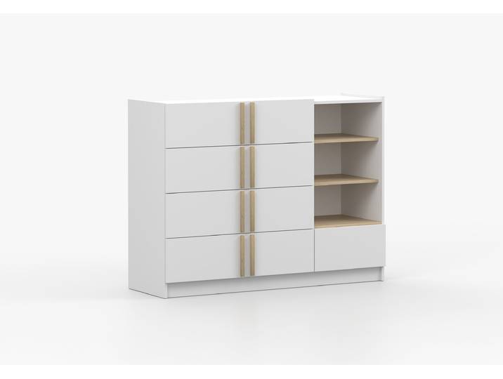 Kommode SEVILLA 5S 135 cm Weiß Weiß