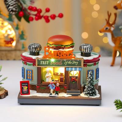 Inspired Finds Rotating LED Christmas Music Box Glowing Holiday Ornament Decorative Gift hamburger