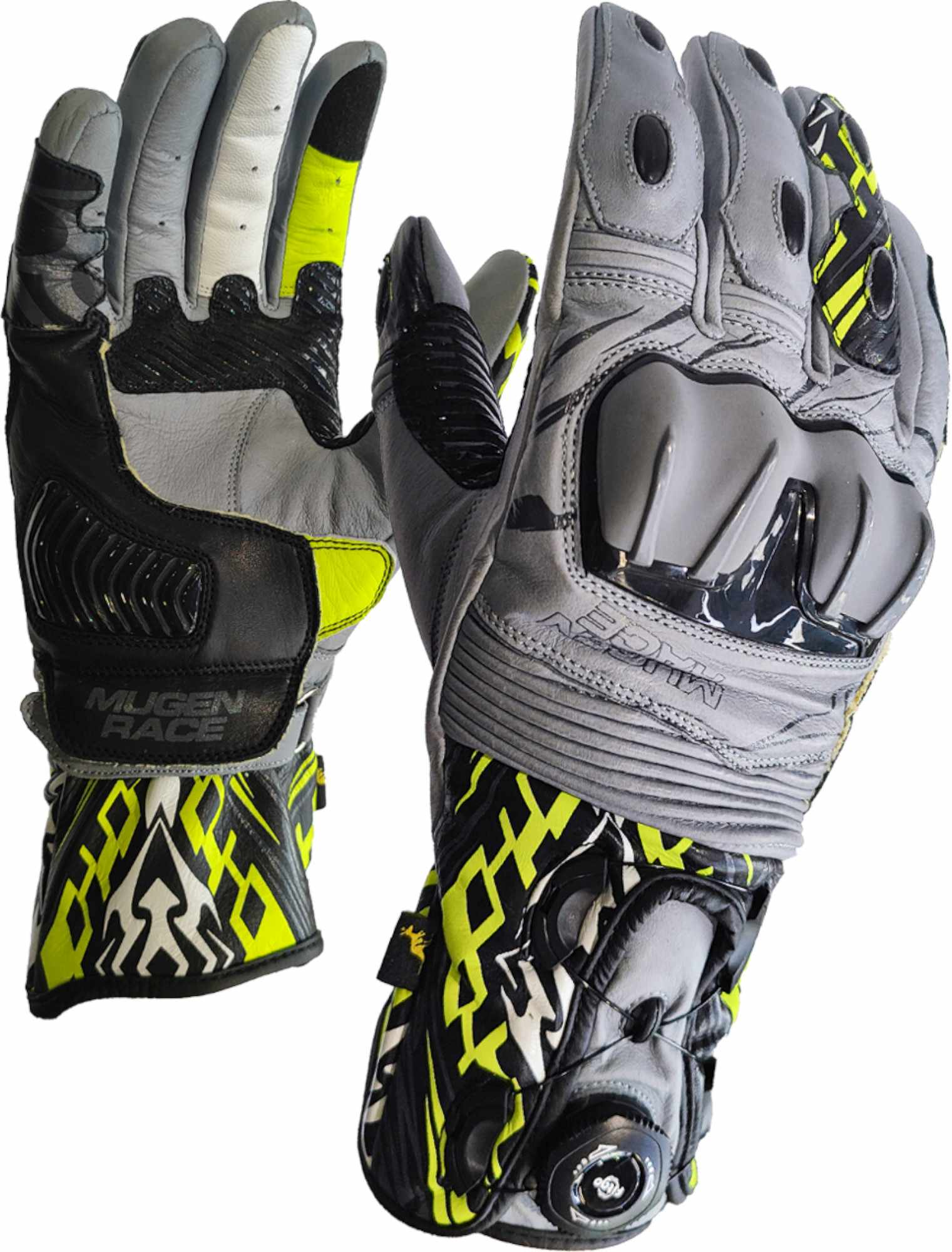 MUGENRACE Cowy Kangaroo Motorrad Handschuhe G-MNR-2480-GRFY-XL