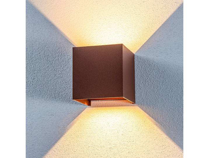 Applique d'extérieur LED Nivar Square, couleur Rust Brown - Lindby - Balcon - Moderne - Métal - Angulaire
