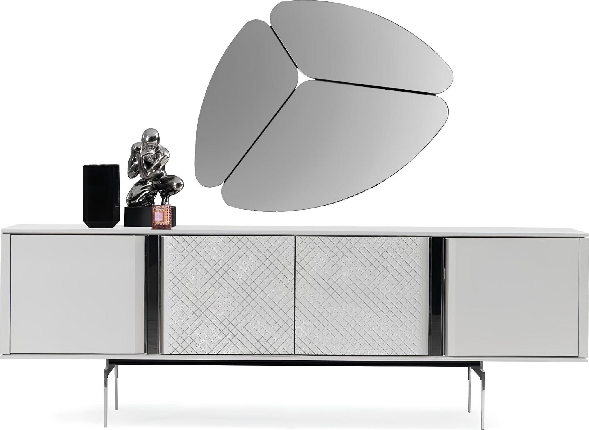 Wohnzimmer Spiegel Anrichte Schrank Edle Design Luxus Grau 2tlg