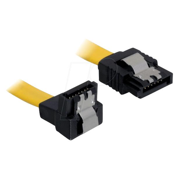 Delock SATA-3 Kabel: 10cm, Metall Clip,gelb (10 cm, SATA III) (82798)
