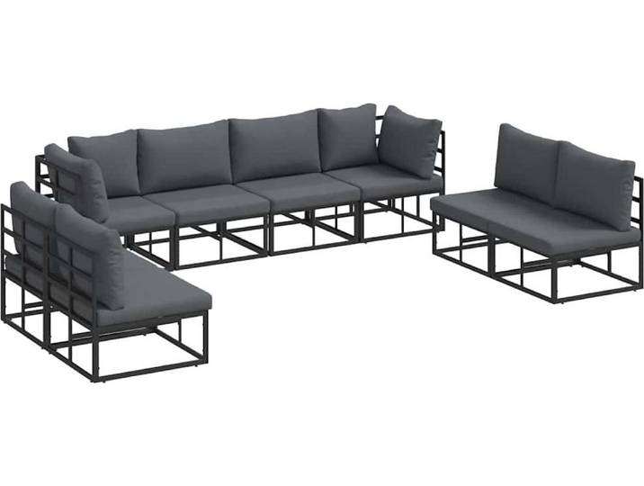 Ensemble de canapés de jardin vidaXL\, 8 pièces\, noir\, aluminium