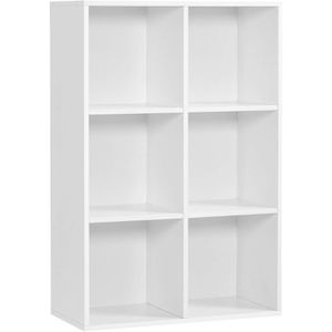 Vasagle Bücherregal LBC203D, weiß, aus Holz, 6 Fächer, 65,5 x 97,5 x 30cm
