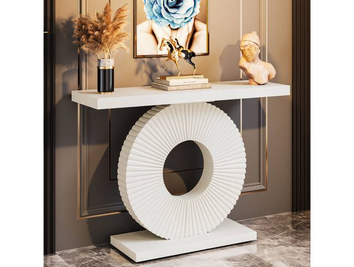 Tribesigns Table console moderne avec base géométrique, table d'entrée en bois de 40 pouces, table de canapé, table longue et étroite