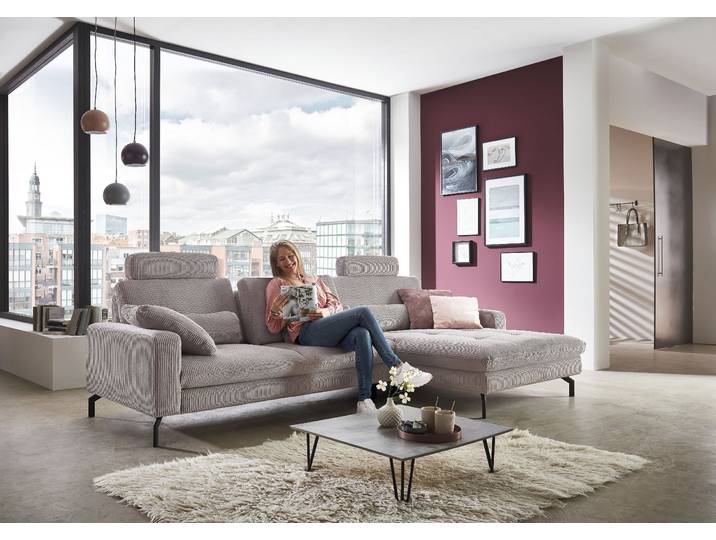 Ecksofa DIE PLANBAR MP-IN20110 L-Form mit Federkern-Polsterung , rosa (rose), B:302cm H:87cm T:178cm, 100% Polyester, Sofas, Ecksofa, optional mit Funktionen erhältlich