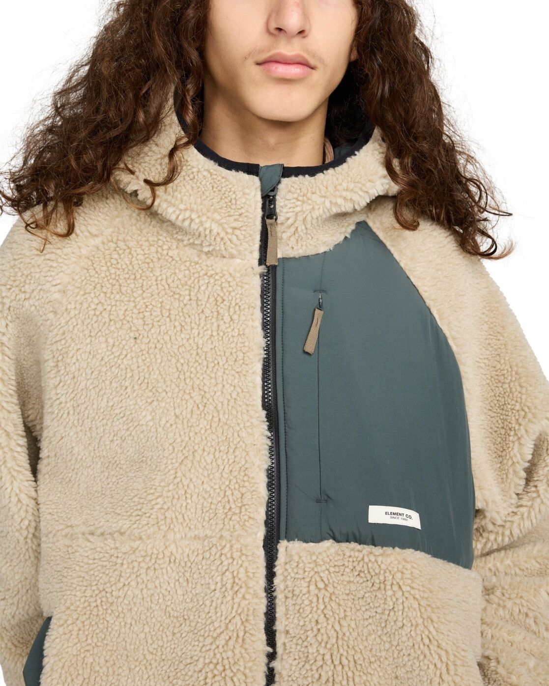 Outdoorjacke ELEMENT "Wolfe Sherpa", Herren, Gr. S, beige (oat milk), Obermaterial: 100% Polyester., Jacken Outdoorjacke oat milk S