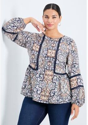 Plus Size Women's Bridget Lace Detail Blouse by Avenue in Wild Frontier (Size 18)