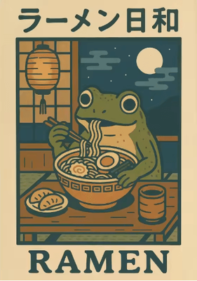 Inspire Picks Retro Funny Frog Wall Art Japanese Woodblock Sushi Bathroom Poster 1 20x30cm