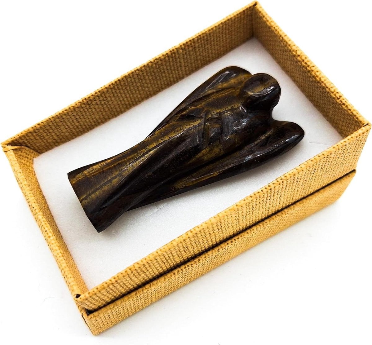 Beschermengel Tijgeroog Edelsteen Geluksbrenger Bruin Goud - 5 cm