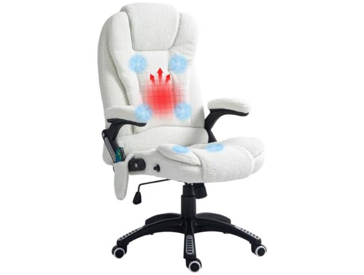 Vinsetto Bürostuhl mit Massagefunktion Teddysamtoptik Chefsessel Grau