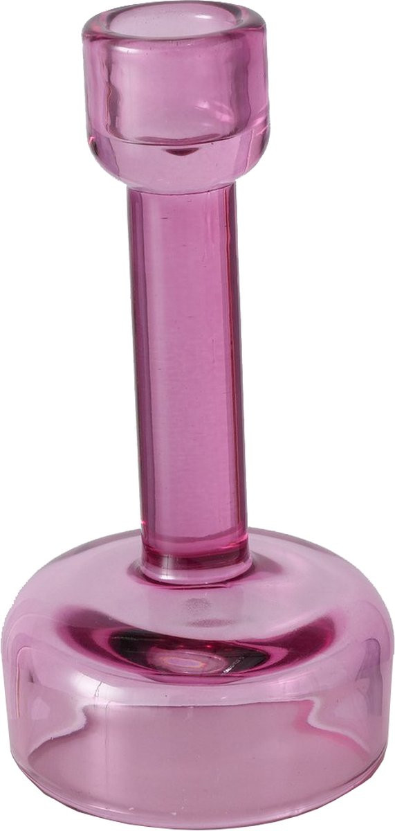 Boltze Glazen kandelaar en waxinelichthouder roze, 15 cm