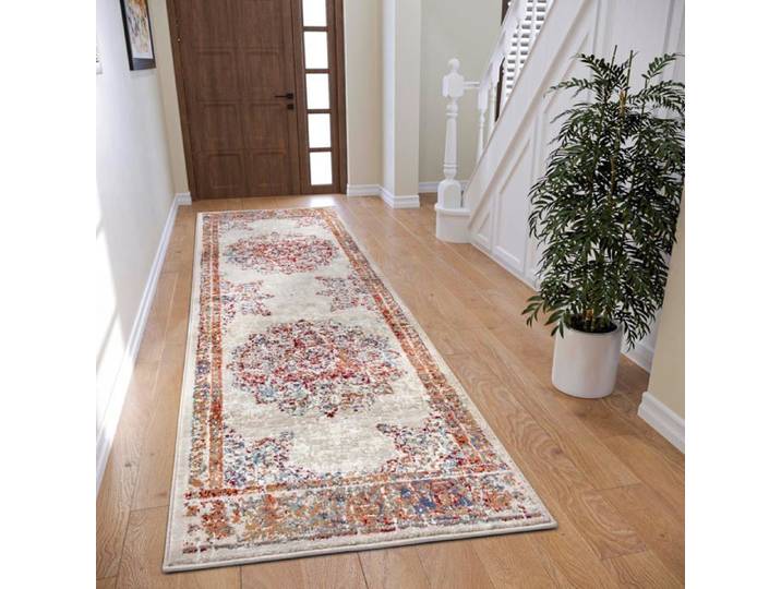 Maderno Tapis Oriental Classique tissé serré avec Ornements-Aspect Vintage-Poils Courts Doux-pour Chambre à Coucher 80 x 240 cm