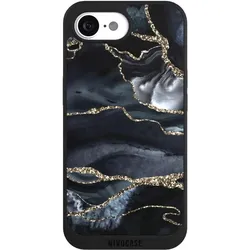 Nivocase Handyhülle für Apple iPhone 16e Hülle NIVOpure Case Schwarz Glitzer Look Marmor Trends (Apple iPhone 16e), Smartphone Hülle, Schwarz