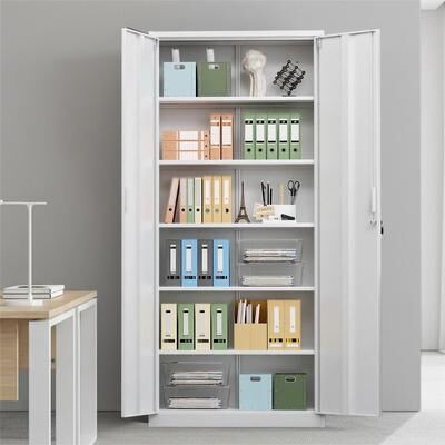 70.8'' Metal 2-Door Tool Storage Cabinet Black
