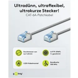 goobay Netzwerkkabel RJ-45 Cat.6a 5.0 m grau