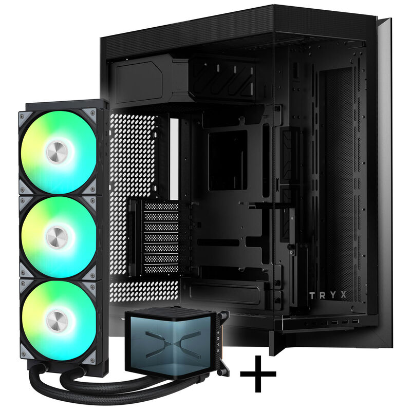 TRYX LUCA L70 Midi-Tower - schwarz + PANORAMA 360 ARGB AiO Wasserkühlung, 3D-AMOLED-Display, 360mm - schwarz
