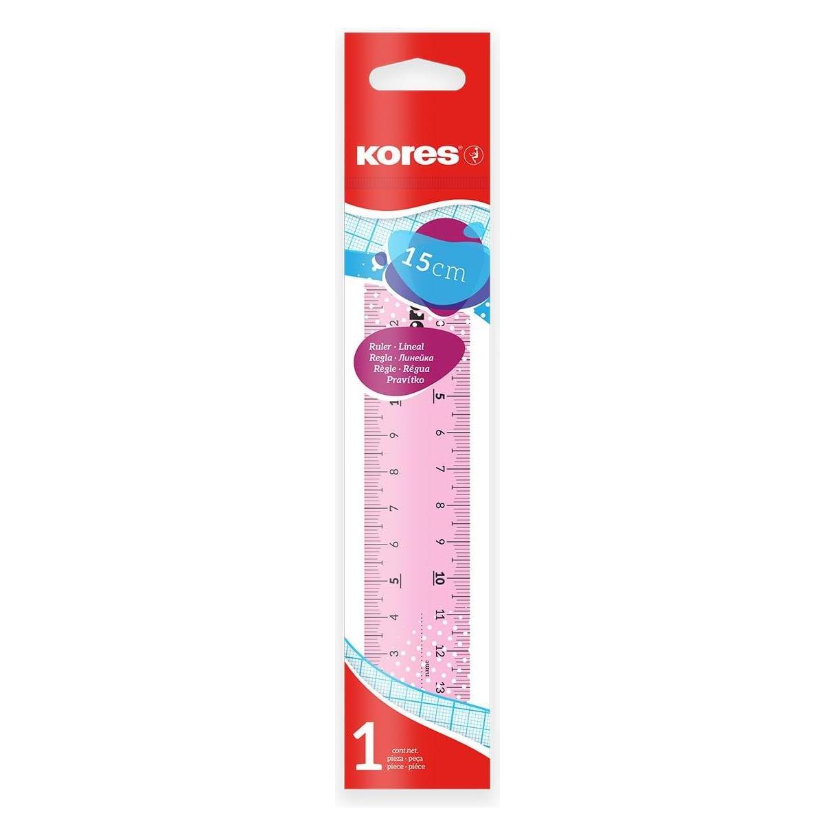 Kores Lineal 15,0 cm, pink, blau (15 cm, Kunststoff) (42131)
