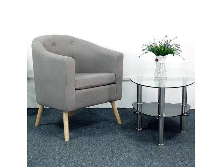 Fauteuil de salon gris fumée JEOBEST - Simple et élégant - Pieds et accoudoirs en bois
