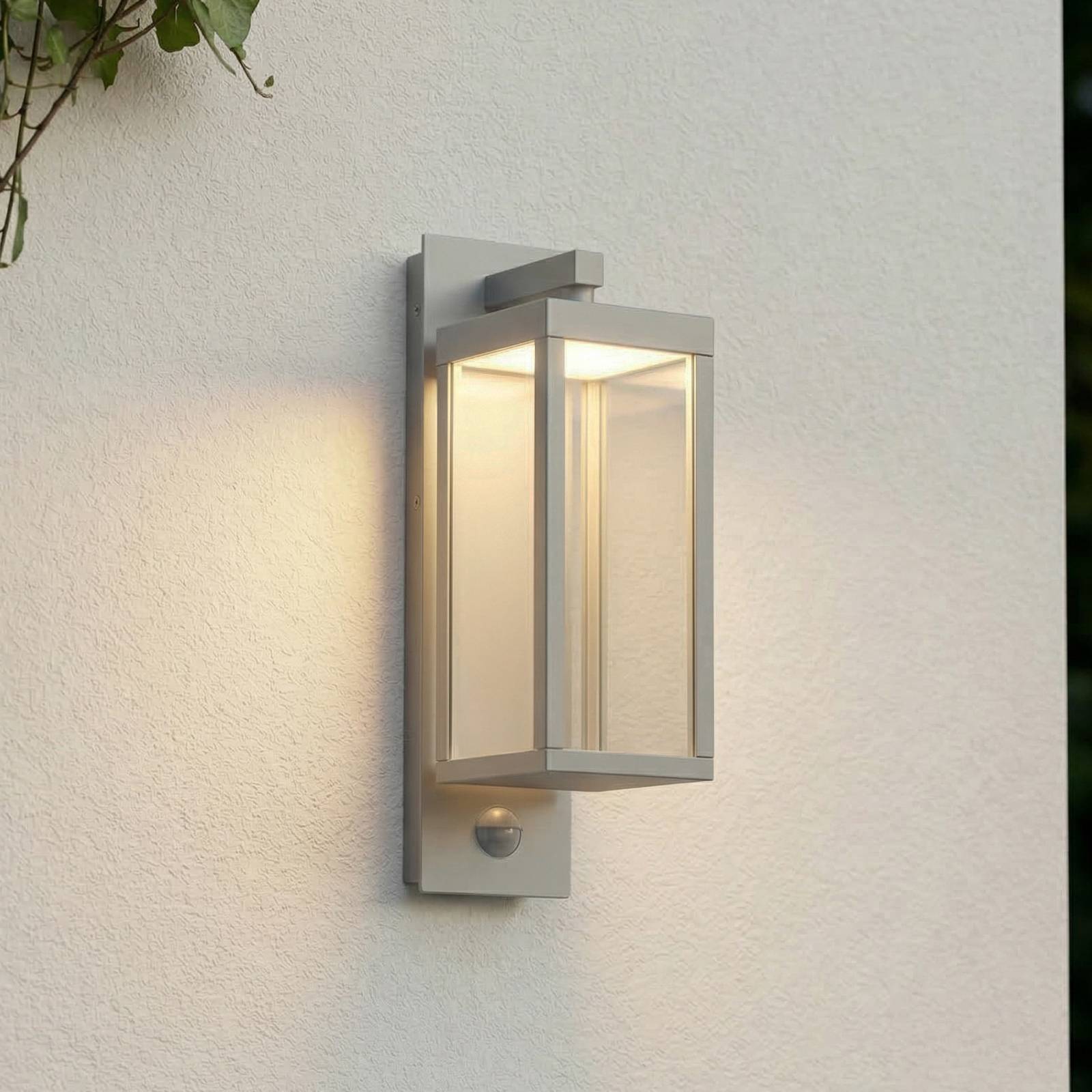 Lucande LED-Außenwandleuchte Ferdinand, steingrau, Sensor Ferdinand, alu / grau / zink, Aluminium, Modern, Wandleuchte außen