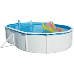 Steinbach Stahlwand-Swimming Pool Set "Nuovo de Luxe oval",weiß,730 x 366 x 120 cm