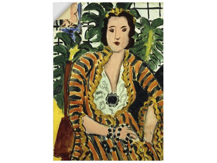 Wandbild ARTLAND Dame mit blauem Schmuckstück. 1937 , bunt (farbe bild(er): farbig), B:70cm H:100cm, Bilder, Wandbild, als Alubild, Leinwandbild, Poster, Wandaufkleber in verschied. Grössen