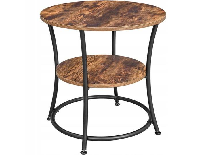 Table basse ronde de style industriel et bois rustique - Réf. VK8681847481355