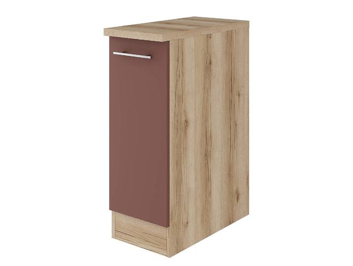 Unterschrank 1 Auszug 60 x 85 x 60cm Rot/Rostrot/Wildeiche Dekor