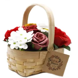 Medium Red Bouquet in Wicker Basket