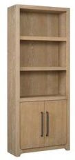 Martin Furniture Modern Wood Bookcase with Doors, Office Shelving, Storage Cabinet, Fully Assembled, Light Brown