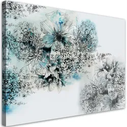 WANDBILD blaue blüten abstraktion