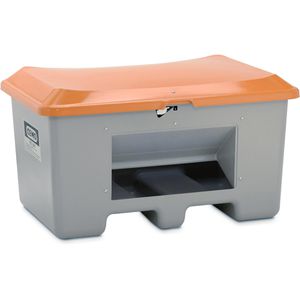 CEMO Streugutbehälter Plus 3, 10572, 400 Liter, grau, aus GFK, mit Entnahmeöffnung & unterfahrbar