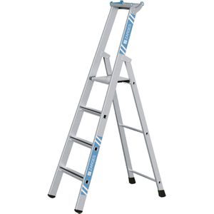 Zarges Stehleiter Saferstep S, 41374, mit Plattform, aus eloxiertem Aluminium, bis 150kg, mit 4 Stufen