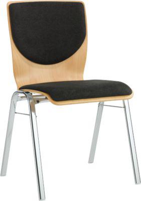 Stapelstuhl 7450, Formsitz, Lordosenstütze, Rückenpolster, ohne Armlehnen, Bezugsstoff Kashmara, schwarz