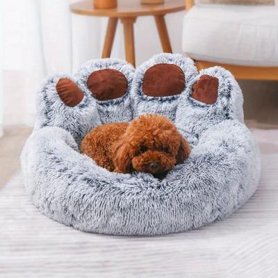 Uplift Treasures Bear Paw Shape Cozy Pet Sofa Bed grey 35.43 In