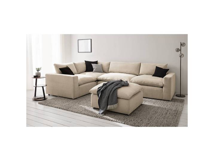 Ecksofa Velada Beige/Kaschmir Webstoff 306 x 84 x 204cm Modern