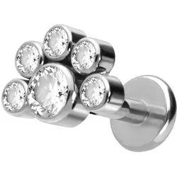 Titan Labret mit Push Fit 6 KRISTALLE