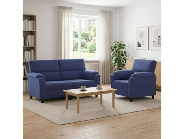 Sofa-Set 2 pcs Polizeiblau Samt Kissenrücken-Design,konische Beine,Metallrahmen,drinnen,Entspannen,Gäste empfangen