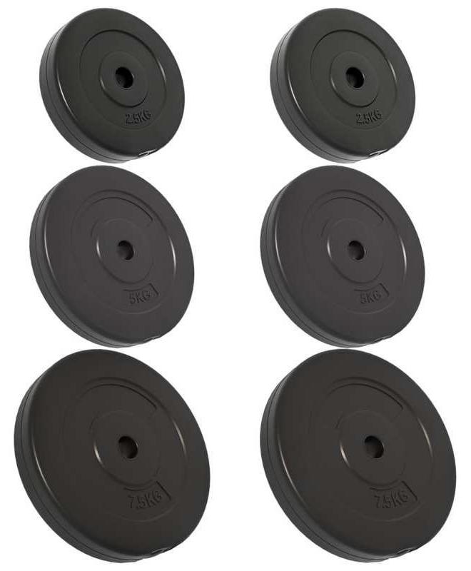 Gewichtsscheiben - Halterscheiben - Trainingsgewichte - Fitnessgewichte - Set mit 6 Stück, Gesamtgewicht 30 kg - Langlebiges Zementmaterial
