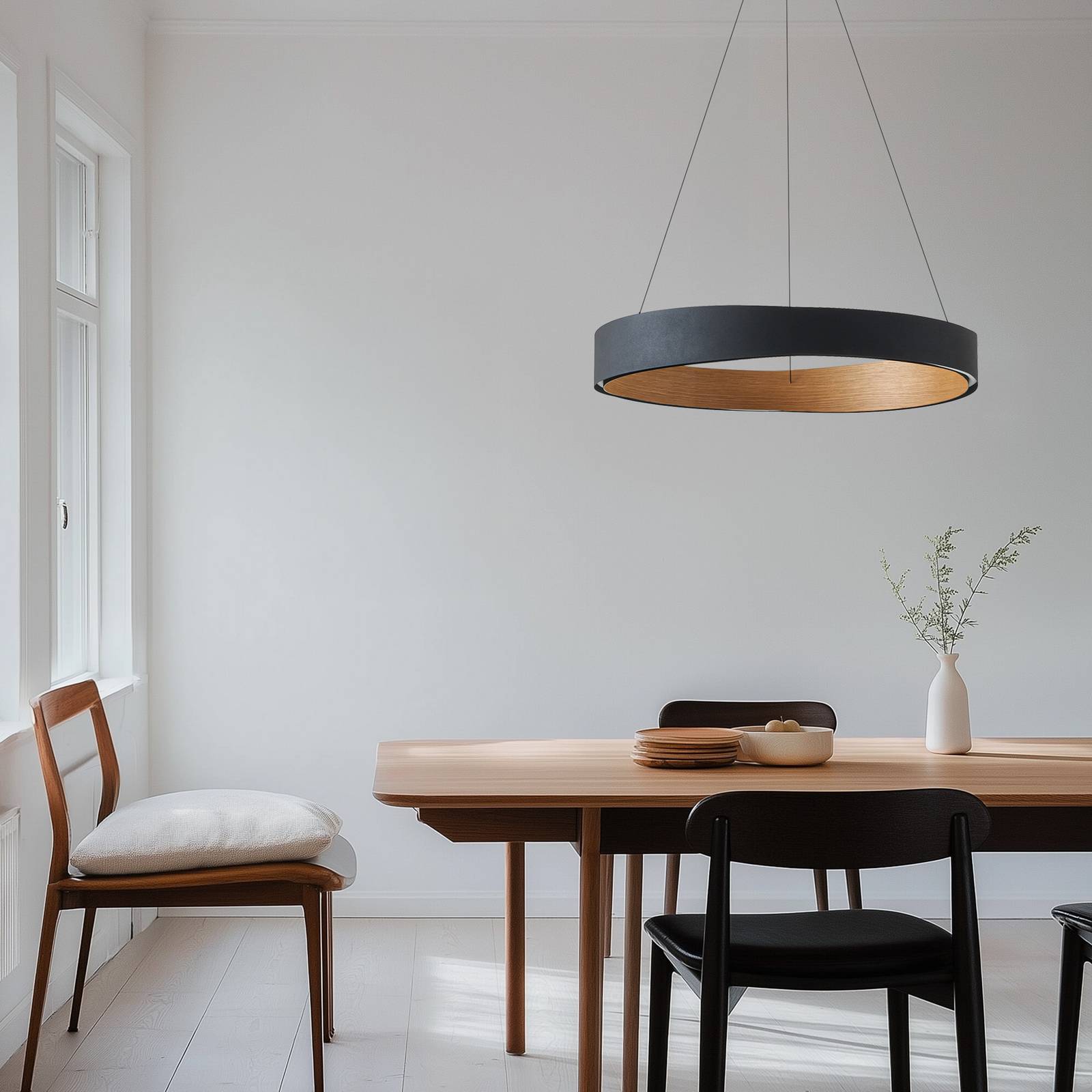 Hängelampe Daelor Lucande, dimmbar, schwarz, für Wohn- / Esszimmer, Metall, Design